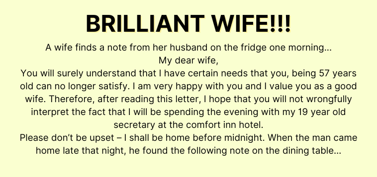 Brilliant wife