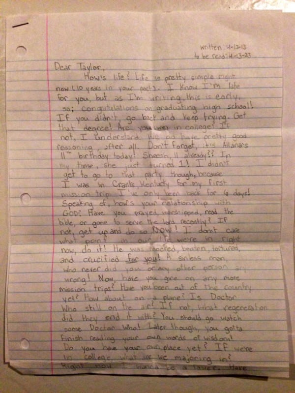 Girls Letter To Her Future Self Written Months Before She Passed Away4