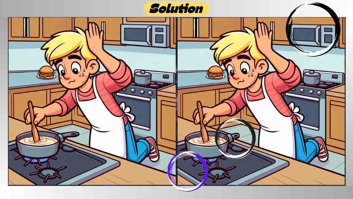 Spot 3 Differences Between Pot Stirring Pictures in 60 Seconds