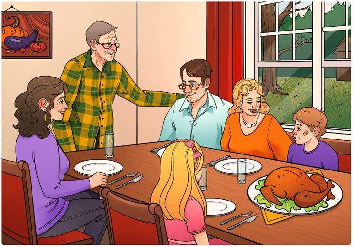 There is An Unusual Detail in This Familys Dining Room Picture That Only Sharp Eyes Will Identify