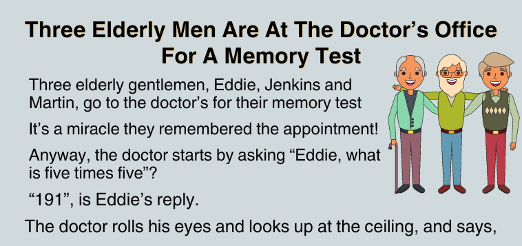 Three Elderly Men Are At The Doctor’s Office For A Memory Test