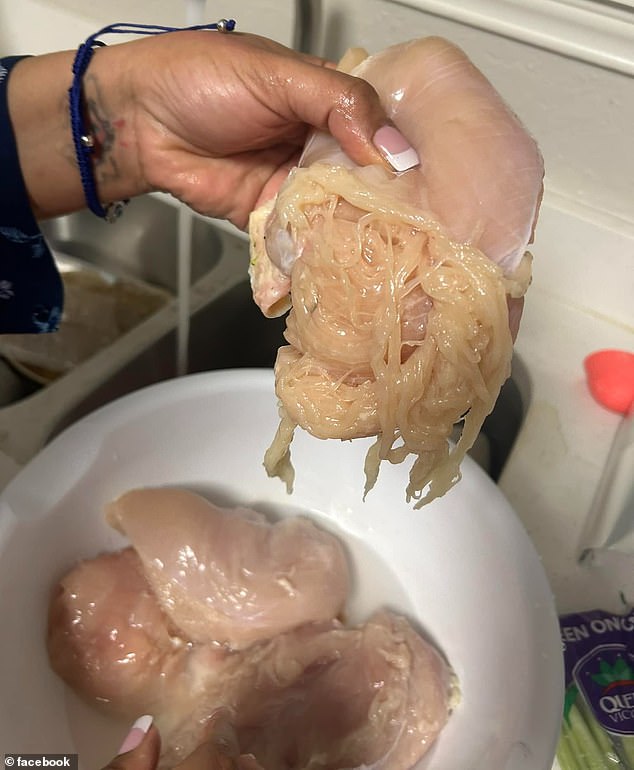 Mother Posts An Alarming Image Of Chicken Breast Disintegrating Into Spaghetti-Like Strands