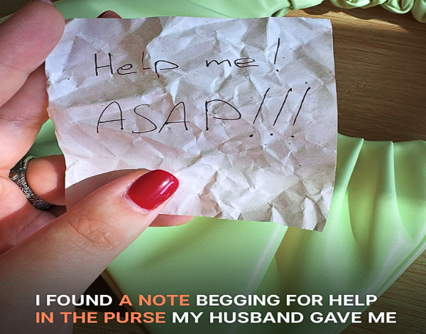 Husband Buys Wife a Purse on Anniversary Finds Note Help Me ASAP inside thumb