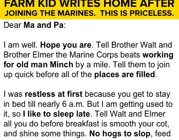 Kid Writes A Letter Home After Joining The Marines