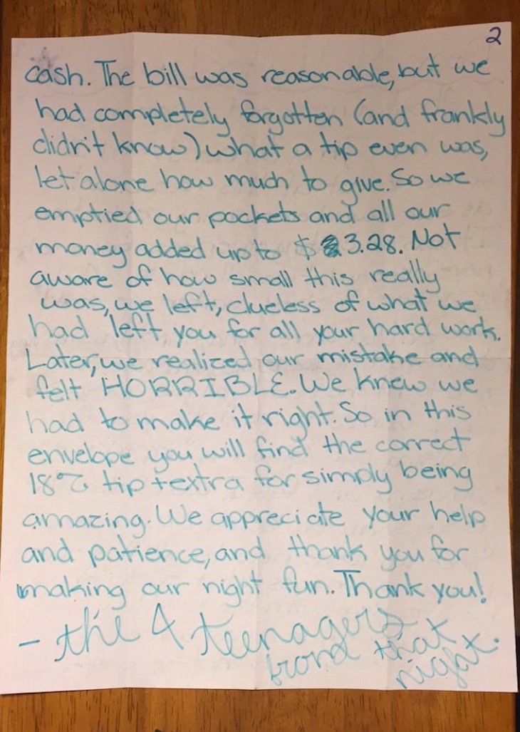 Waiter Frustrated With $3.28 Tip. Eyes Go Wide Receiving Unexpected Letter Days Later