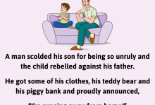 A man scolded his son for being so unruly33