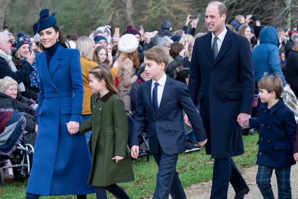 Kate Middleton and Prince William who focus on teamwork to avoid spare feeling among their children walk with Princess Charlotte Prince George and Prince Louis 1024x683 1