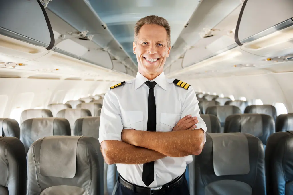 plane confident male pilot uniform 83787353