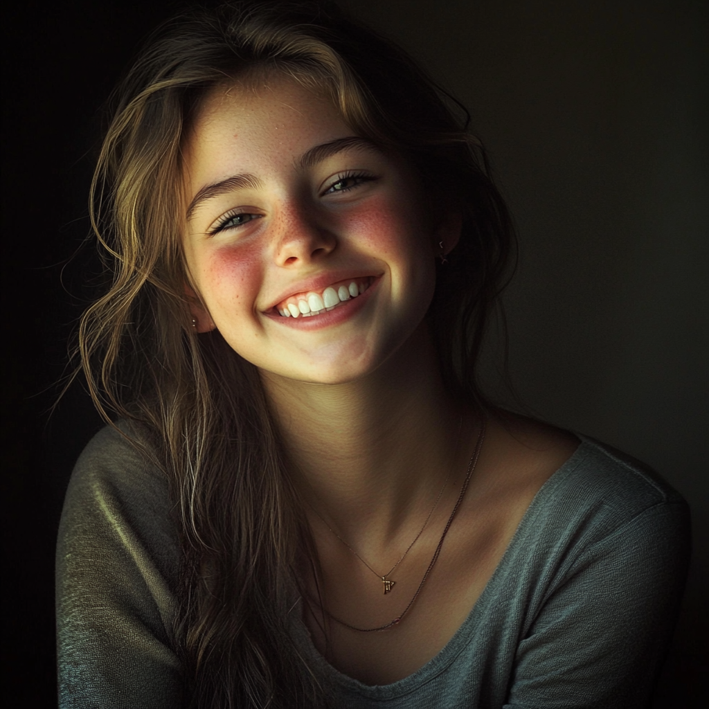 A smiling teenage girl | Source: Midjourney