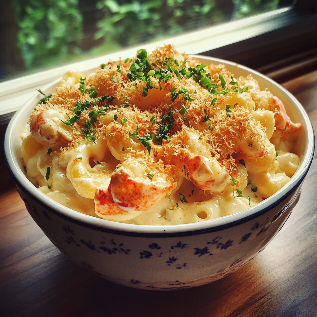 A bowl of lobster mac and cheese | Source: Midjourney