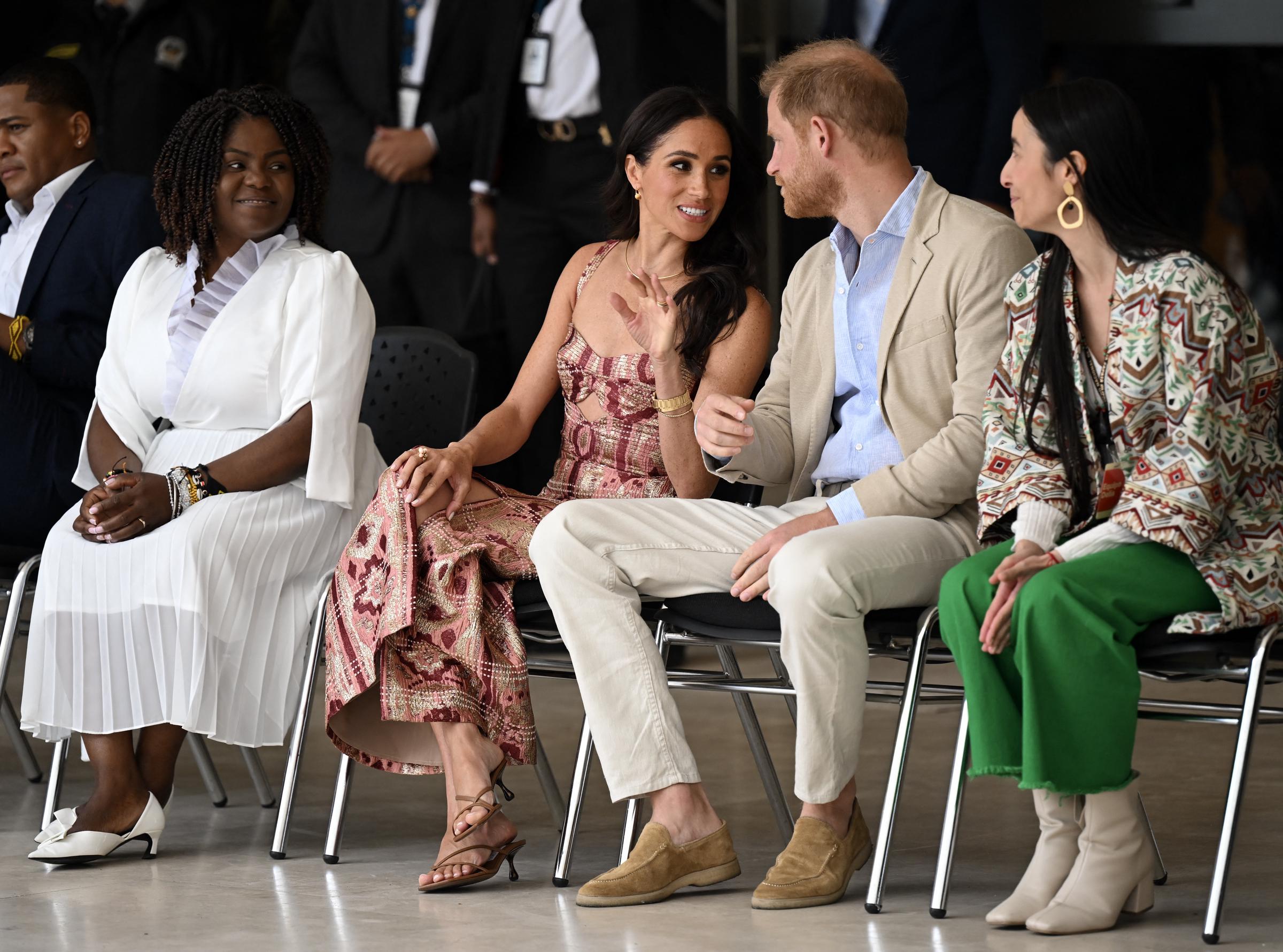 Meghan Markle and Prince Harry during their visit to Colombia on August 15, 2024. | Source: Getty Images