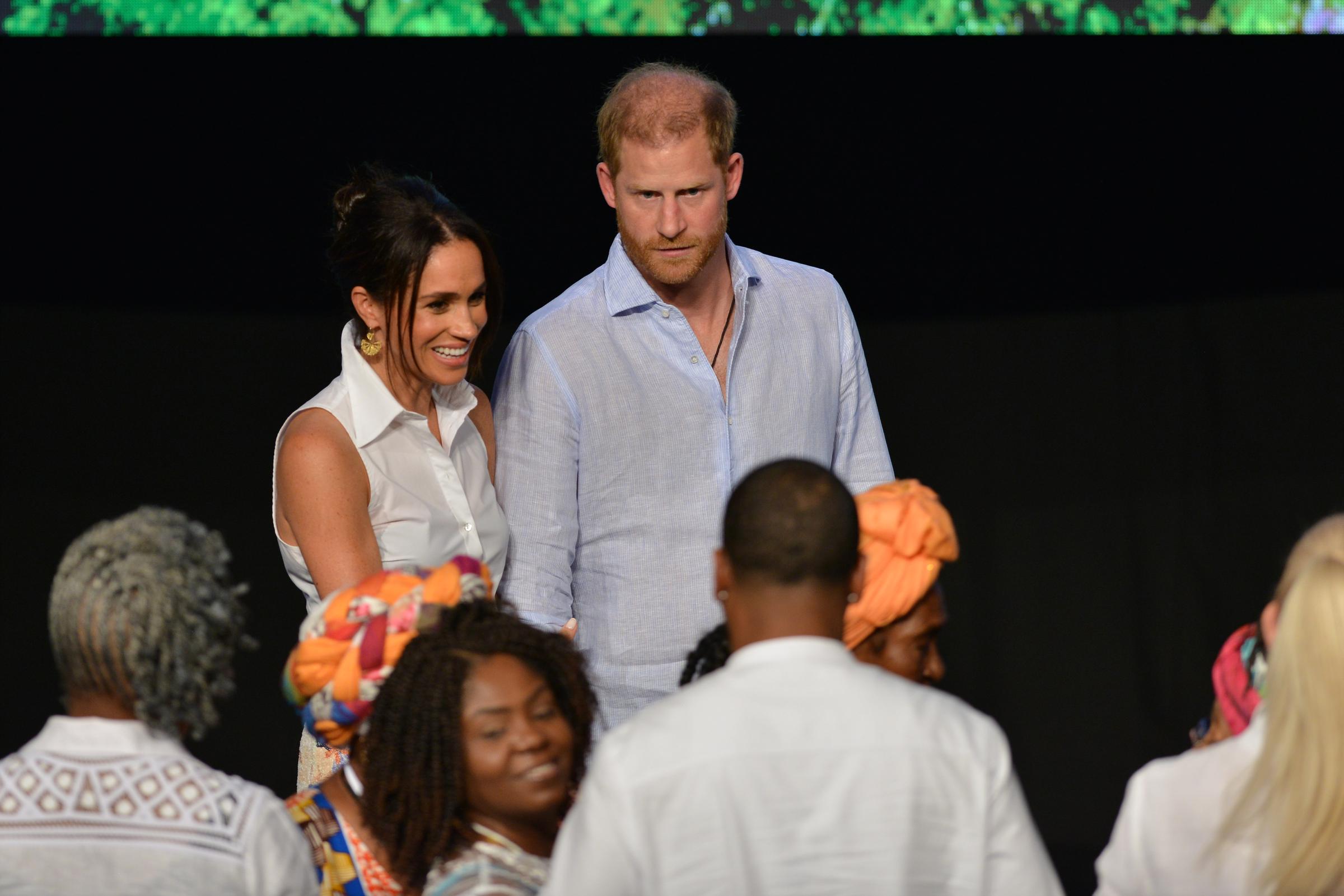 The Duchess and Duke of Sussex at the Afro Women and Power Forum at the Municipal Theater of Cali during their Colombia tour on August 18, 2024. | Source: Getty Images