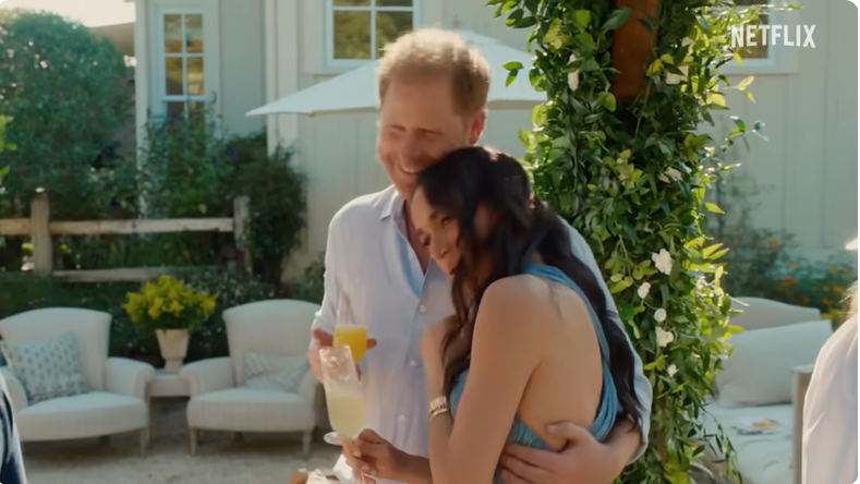 Meghan Markle and Prince Harry in the trailer for the lifestyle show on Netflix "With Love, Meghan" | Source: Youtube/Netflix