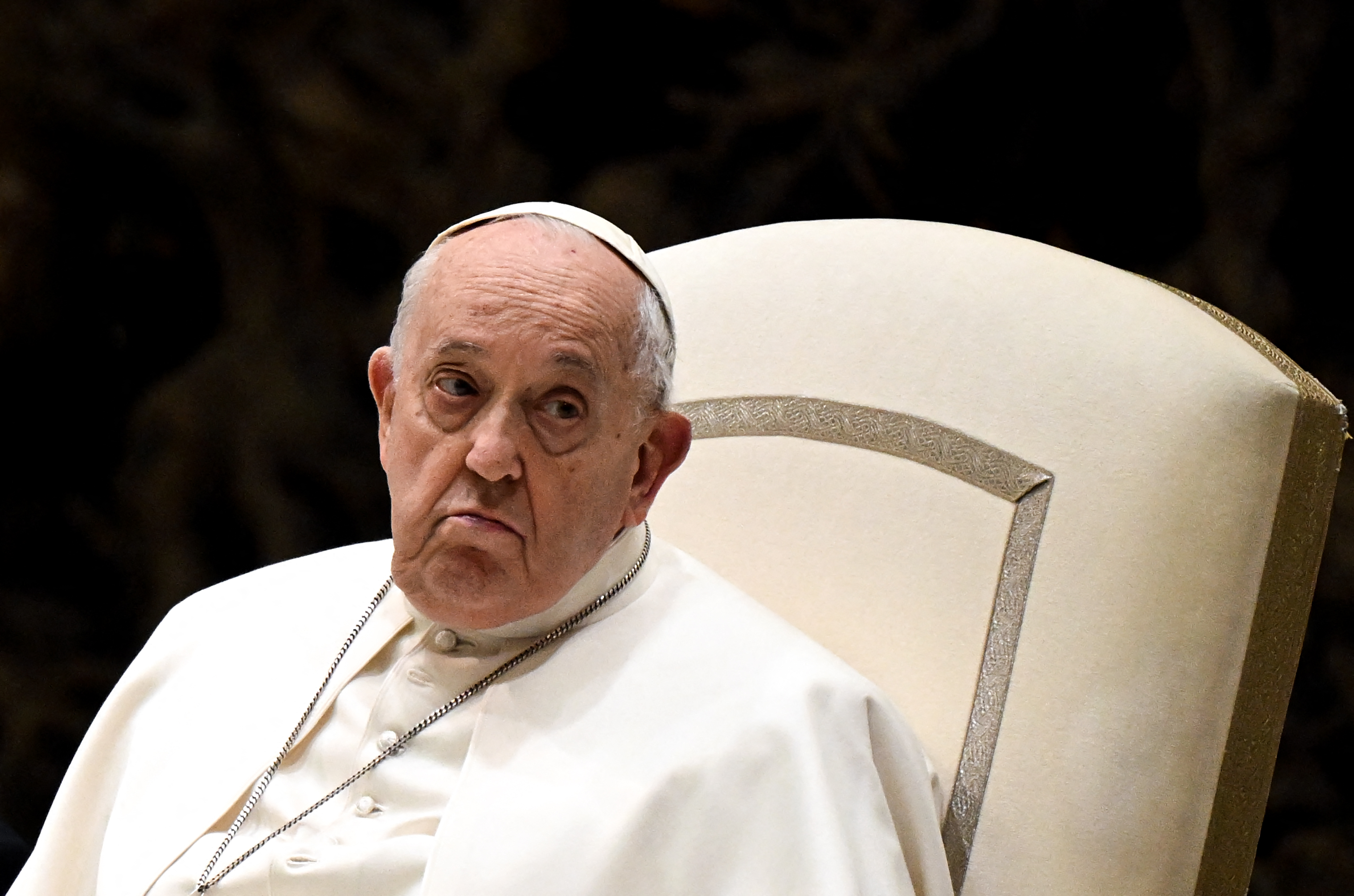 Pope Francis during a weekly general audience on February 28, 2024, at Paul-VI hall in Vatican City. | Source: Getty Images