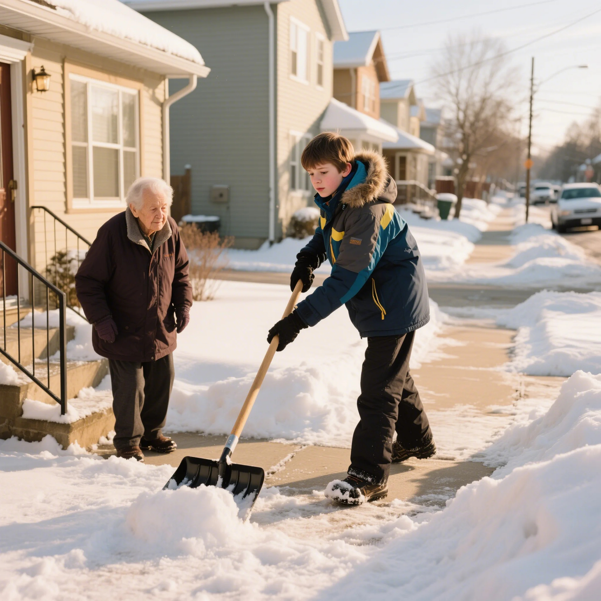 Boy Shovels Snow for Elderly Neighbor – What She Left at His Door Melted His Whole Family’s Hearts 2 444 1