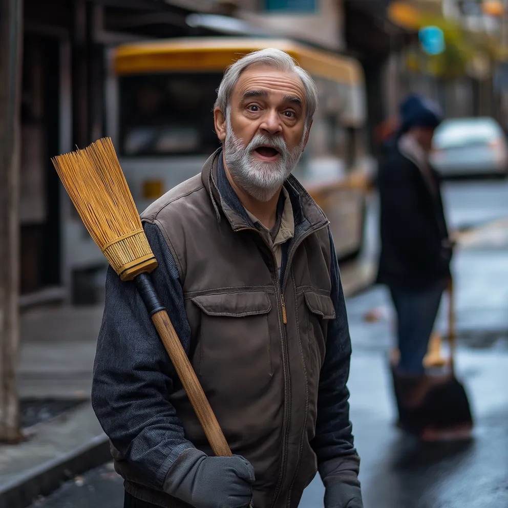 Old Janitor Gives His Jacket to a Freezing Girl on the Street 7 old 4